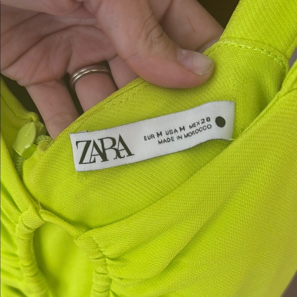 Zara Neon Yellow Ruched Dress - Picture 2 of 4